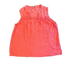 Alessia Pacini Italian Top Womens Large Split Neck Shirt Resortwear Coral